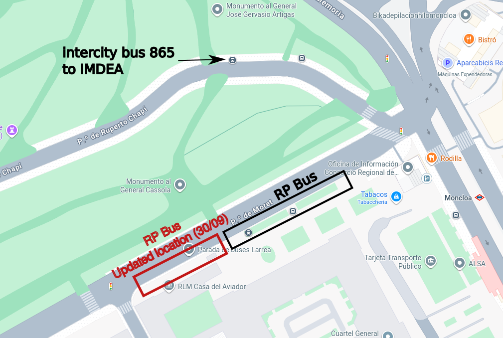Map of busses to reach IMDEA
